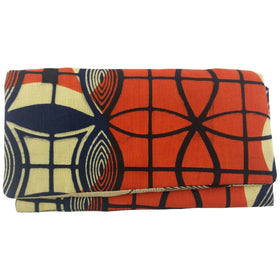 East African Kitenge Fabric Women's Wallet (Beige,Orange and Blue)