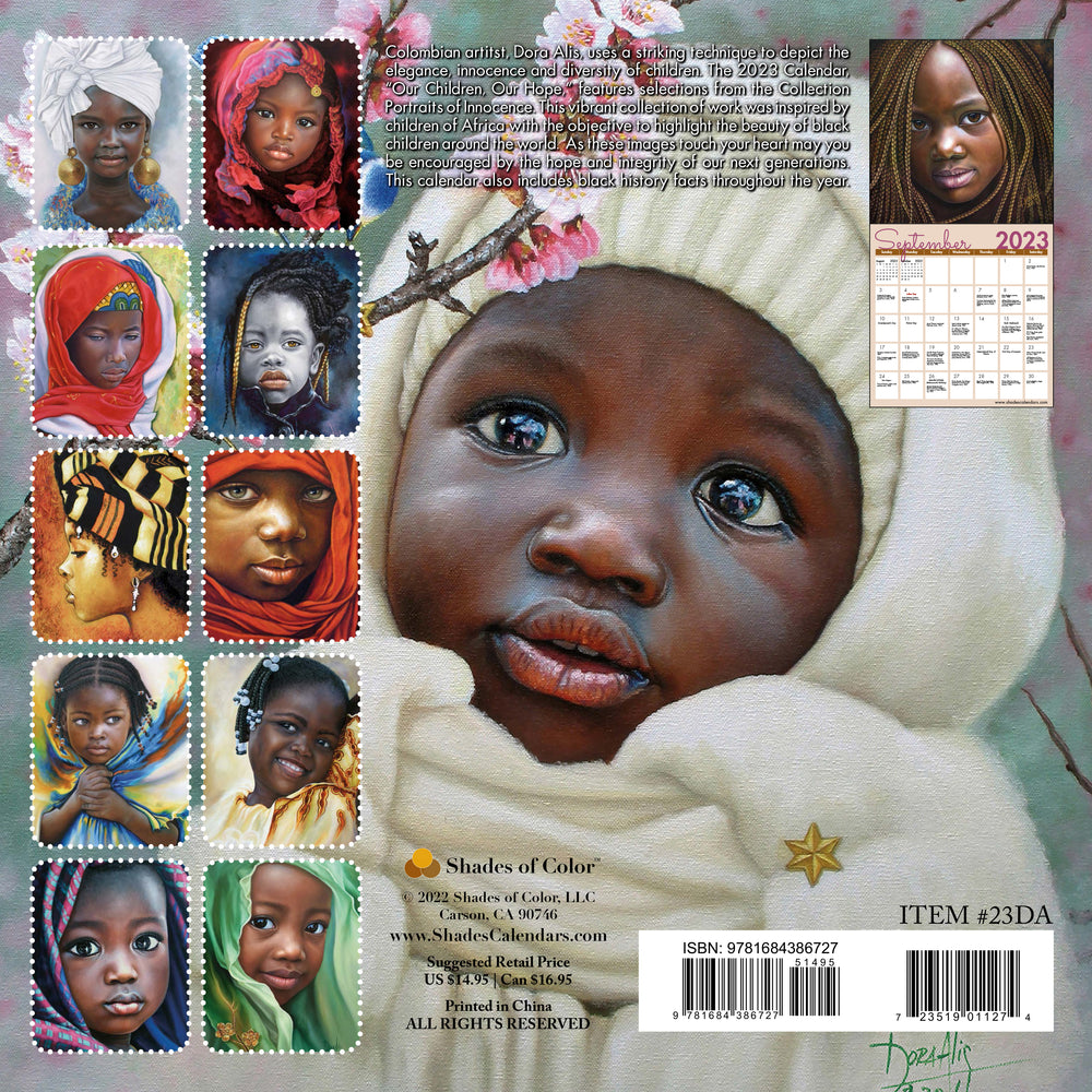Our Children, Our Hope: The Art of Dora Alis 2023 Wall Calendar (Back Cover)