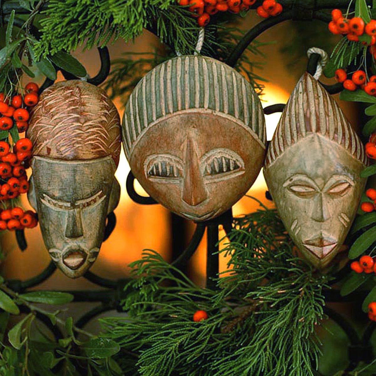 2 of 3: The Three Kings: African Mask Christmas Ornaments (Ghana)