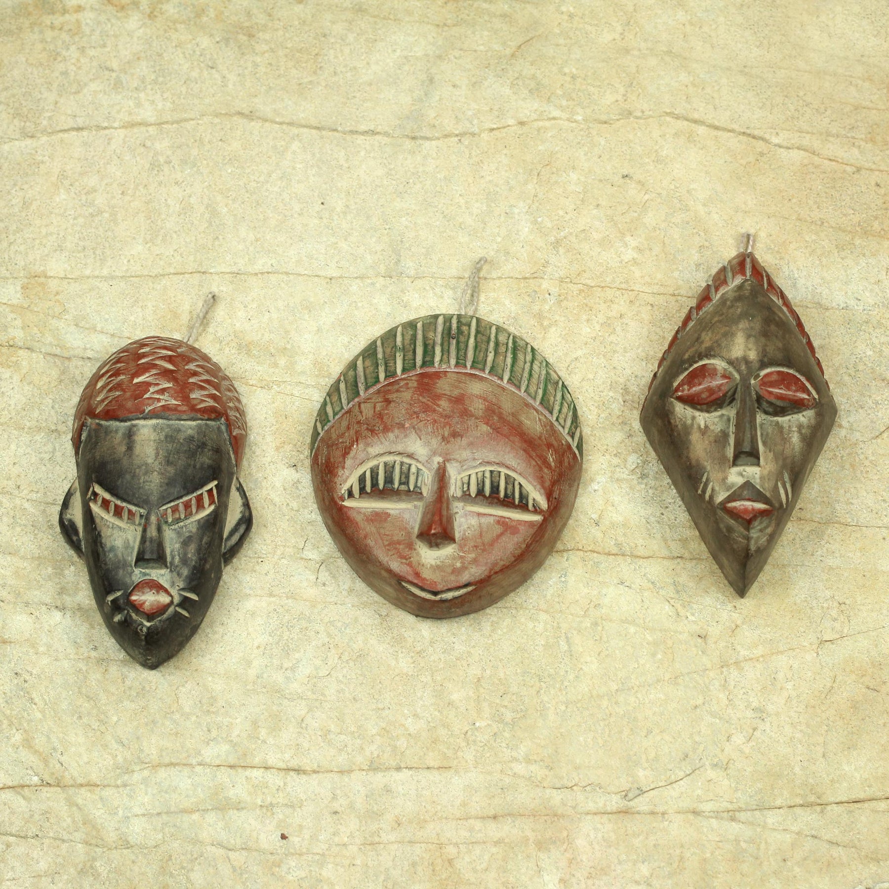 3 of 3: The Three Kings: African Mask Christmas Ornaments (Ghana)