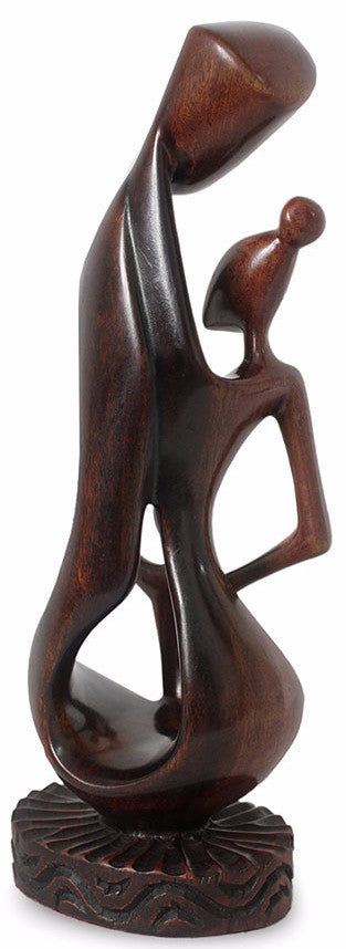 Joyous Family Love II (Family of Three) African Sculpture by Francis Agbete
