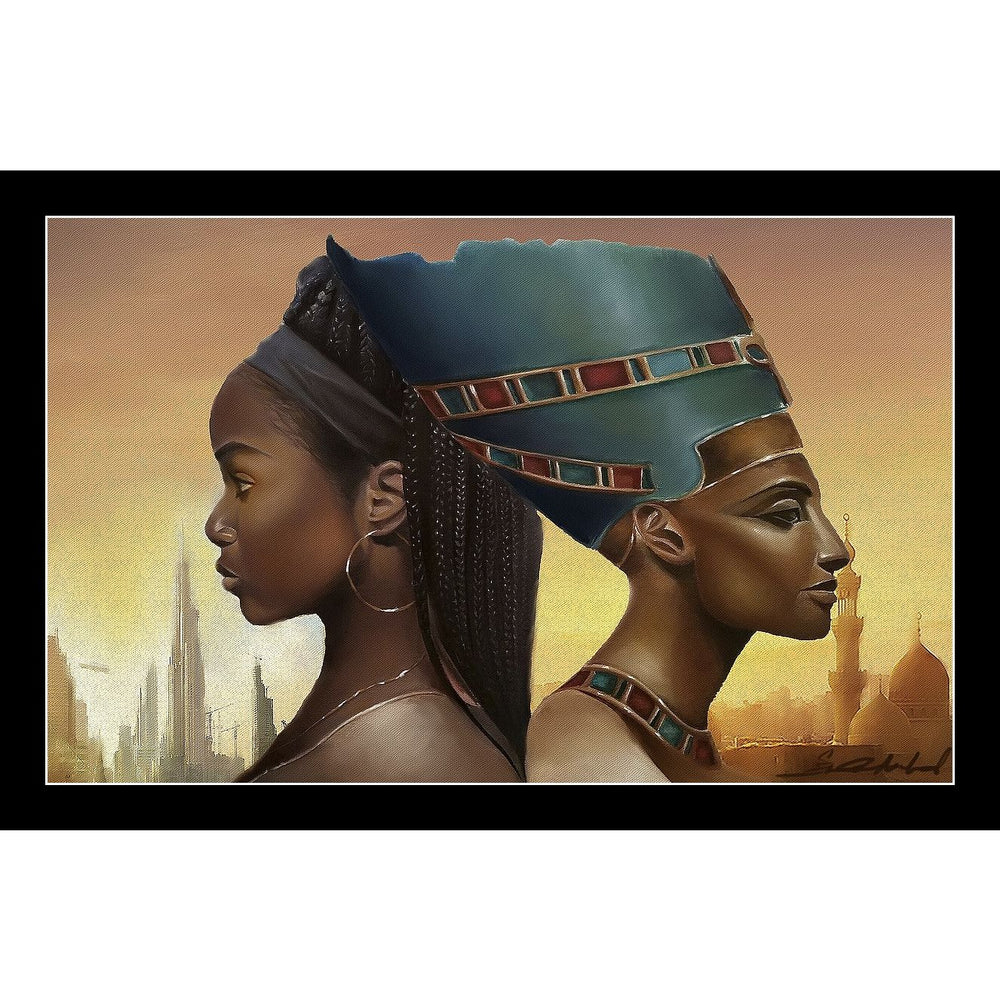 Past and Future Queens-Art-Salaam Muhamaad-10x16 inches-Black Frame-The Black Art Depot