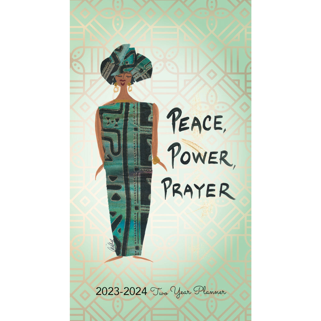 Peace, Power and Prayer by Cidne Wallace: Two Year 2023-2024 African American Checkbook Planner (Front)
