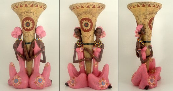 Vase with Women (Pink)-Vase-T&G Imports-12 Inches-The Black Art Depot