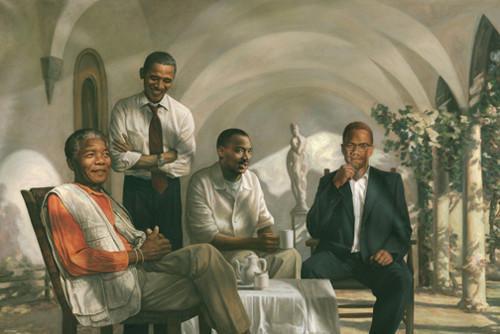 Pioneers (Malcolm X, Nelson Mandela, Barack Obama, Martin Luther King) by Anonymous