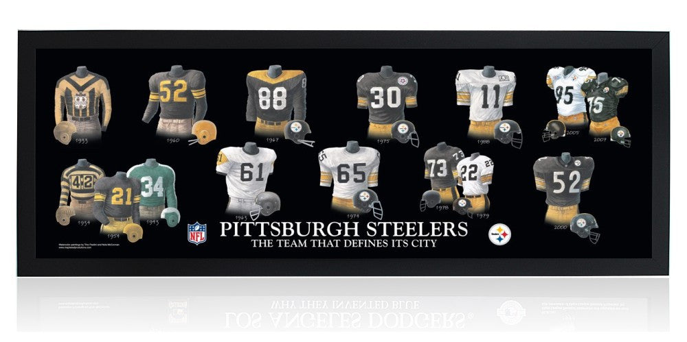 Pittsburgh Steelers-Framed Art-Heritage Sports Art-10x30 inches-Black Frame-The Black Art Depot