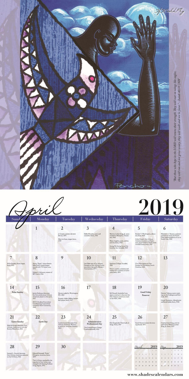 Color My Soul: The Art of Poncho (2019 African American Calendar) (Interior)