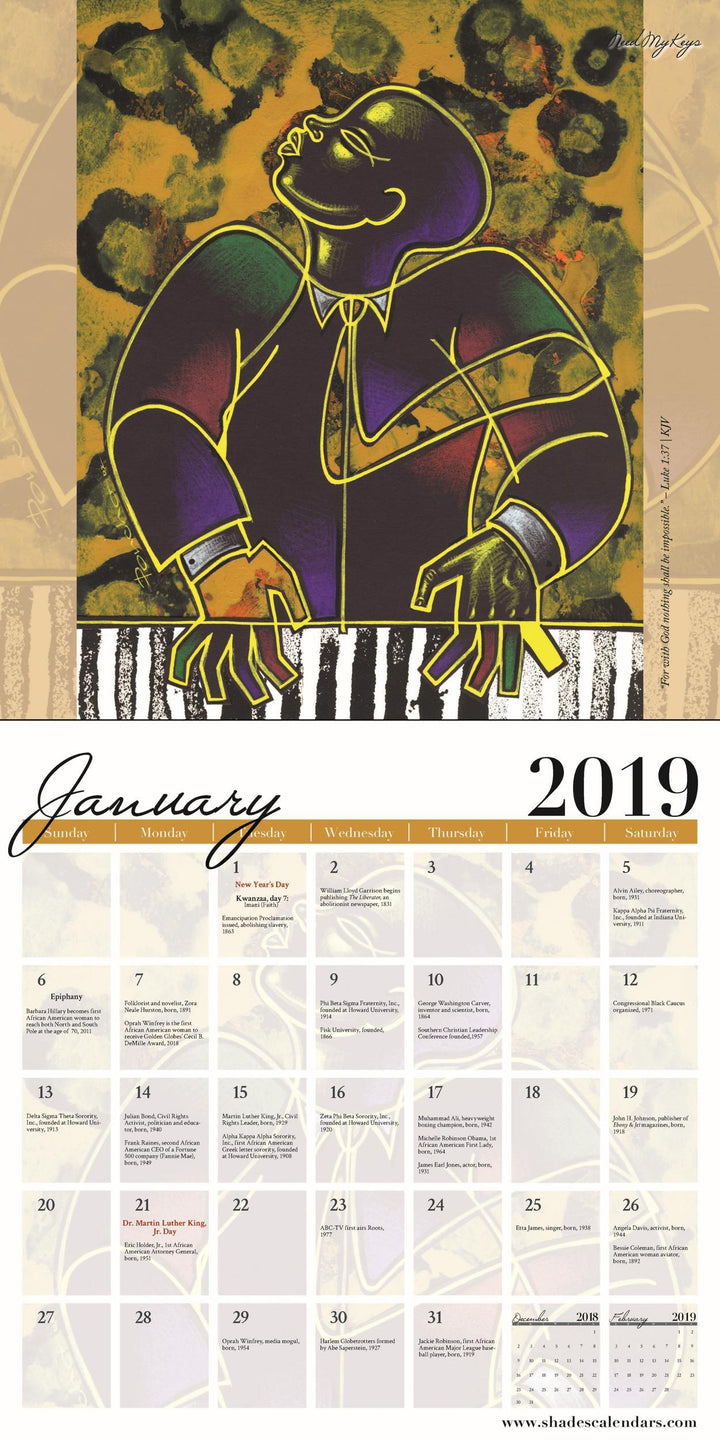 Color My Soul: The Art of Poncho (2019 African American Calendar) (Interior)