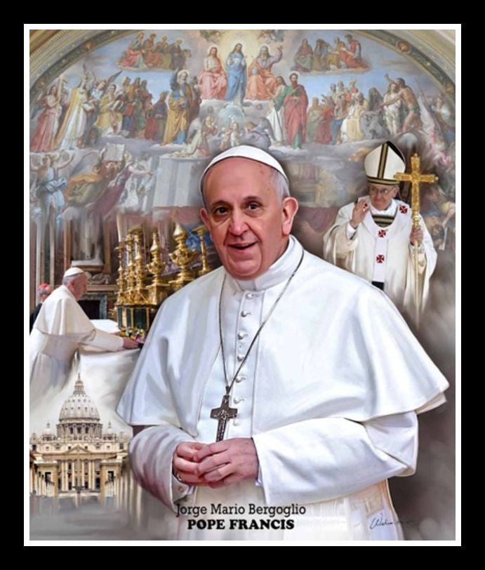 Pope Francis-Art-Wishum Gregory-11x8.5 inches-Black Frame-The Black Art Depot