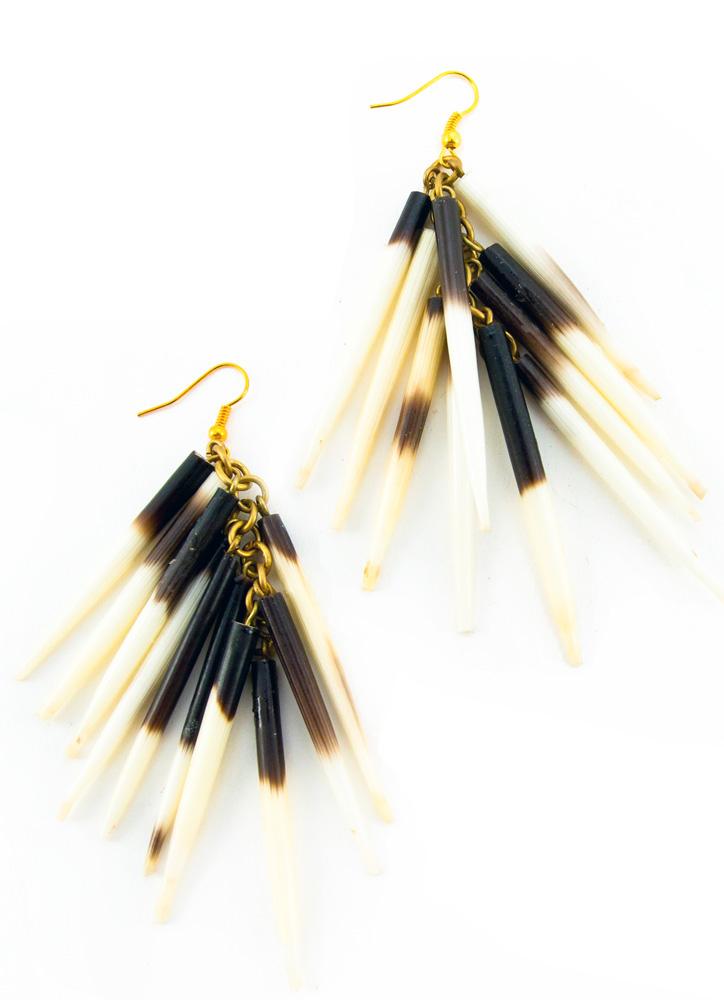 Authentic African Porcupine Quill Fishhook Earrings by Boutique Africa