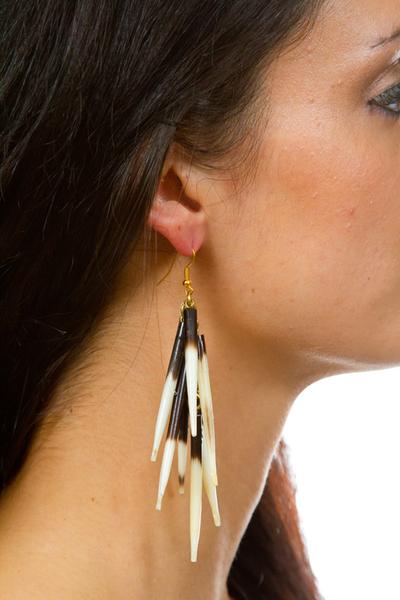 Authentic African Porcupine Quill Fishhook Earrings by Boutique Africa