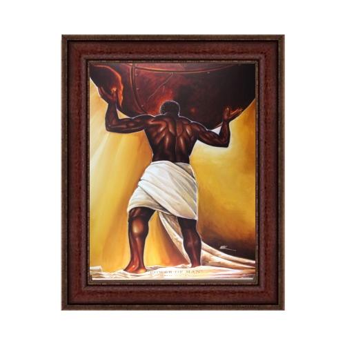 Power of Man-Framed Art-WAK-18x12 inches-Brown Frame-The Black Art Depot