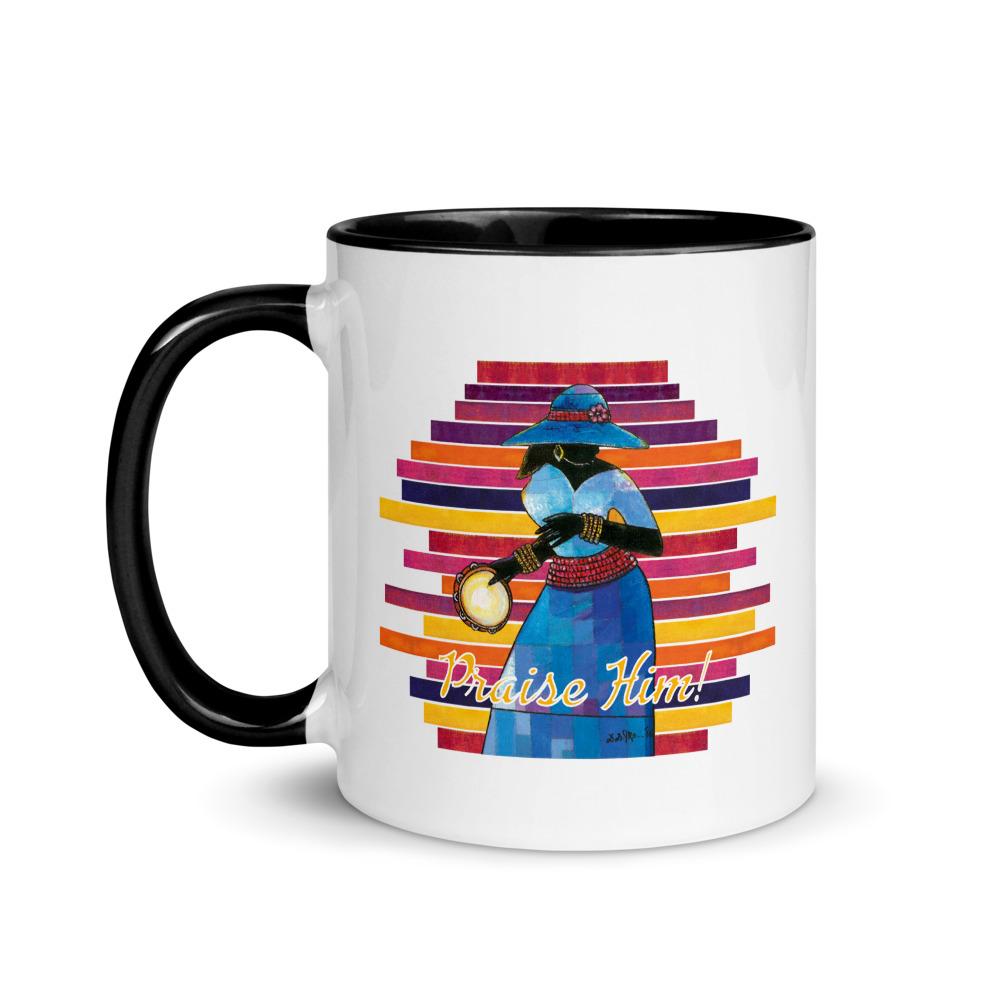 Praise Him by D.D. Ike: African American Religious Ceramic Coffee Mug (Black)