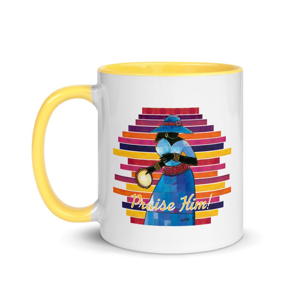 Praise Him by D.D. Ike: African American Religious Ceramic Coffee Mug (Yellow)