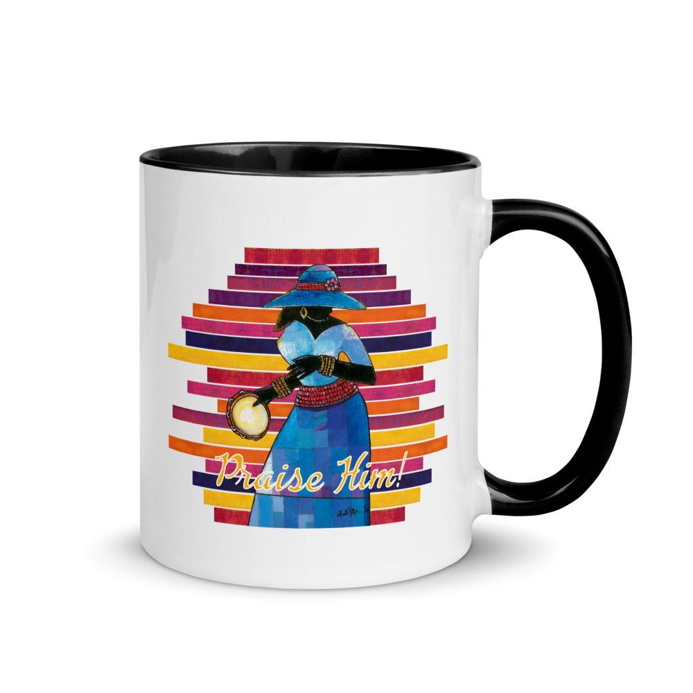 Praise Him by D.D. Ike: African American Religious Ceramic Coffee Mug (Black)