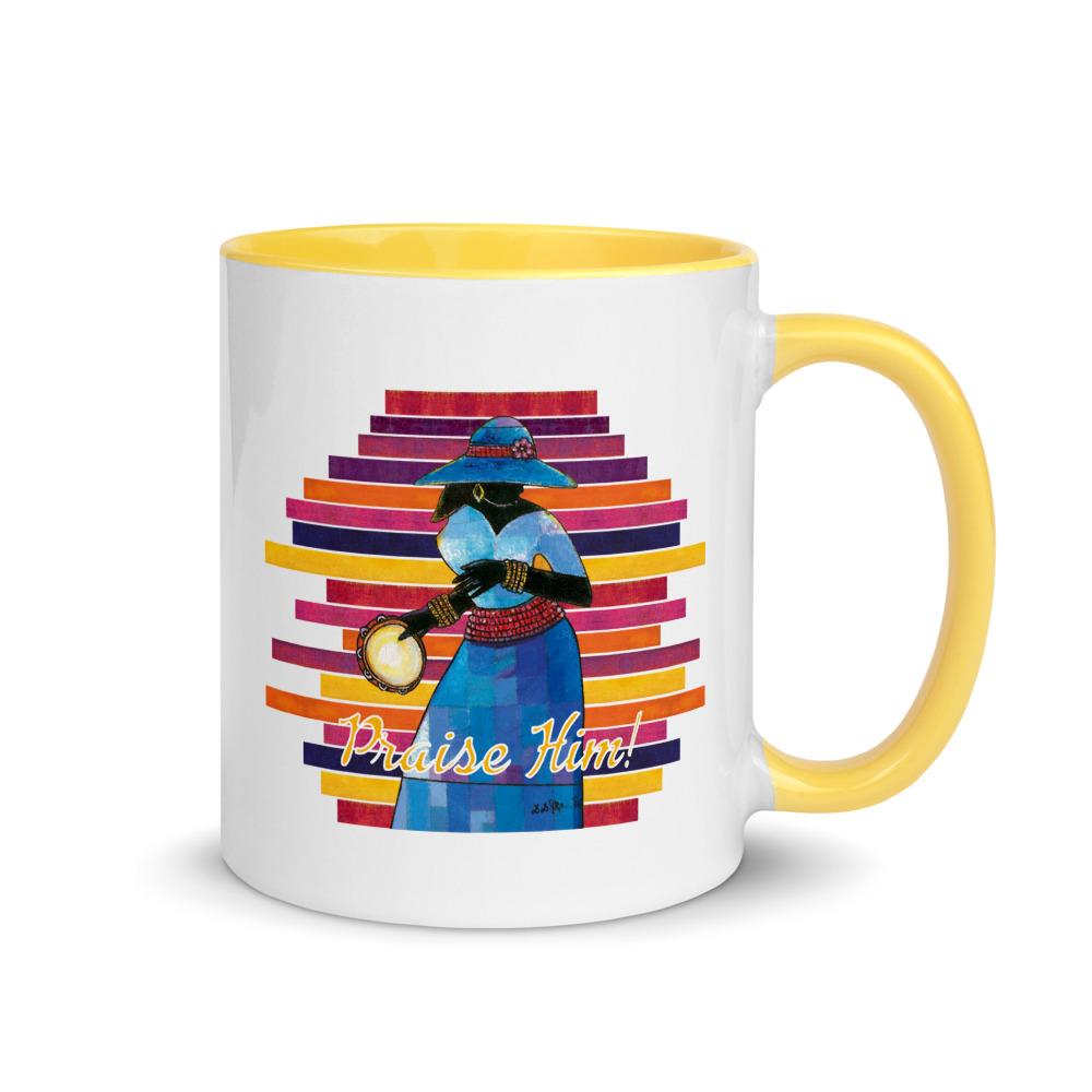 Praise Him by D.D. Ike: African American Religious Ceramic Coffee Mug (Yellow)