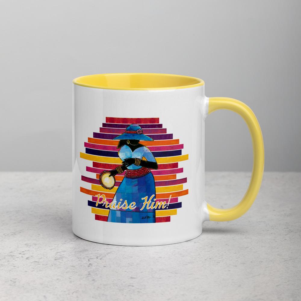 Praise Him by D.D. Ike: African American Religious Ceramic Coffee Mug (Yellow)