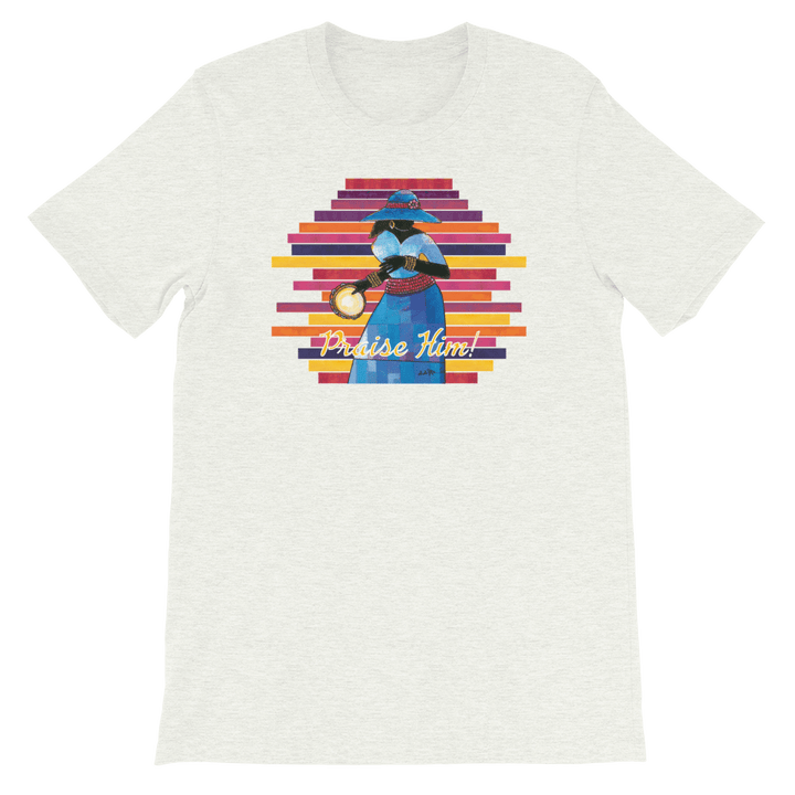 Praise Him by D.D. Ike: African American Religious Short Sleeve T-Shirt (Ash)