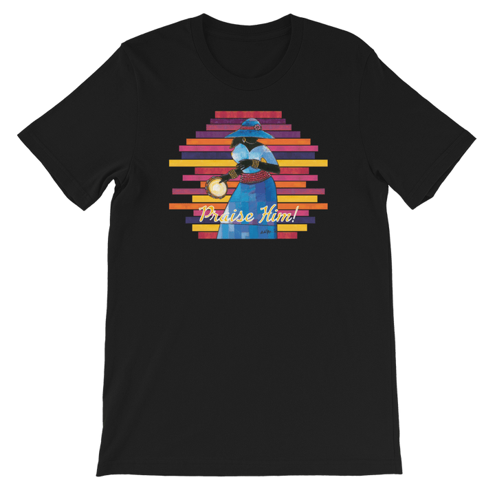 Praise Him by D.D. Ike: African American Religious Short Sleeve T-Shirt (Black)