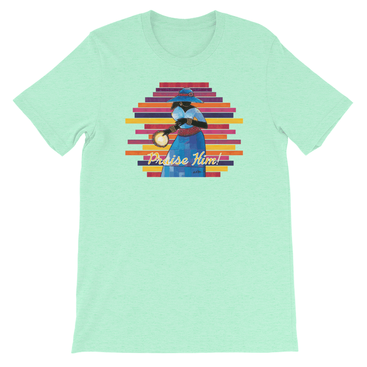 Praise Him by D.D. Ike: African American Religious Short Sleeve T-Shirt (Heather Mint)