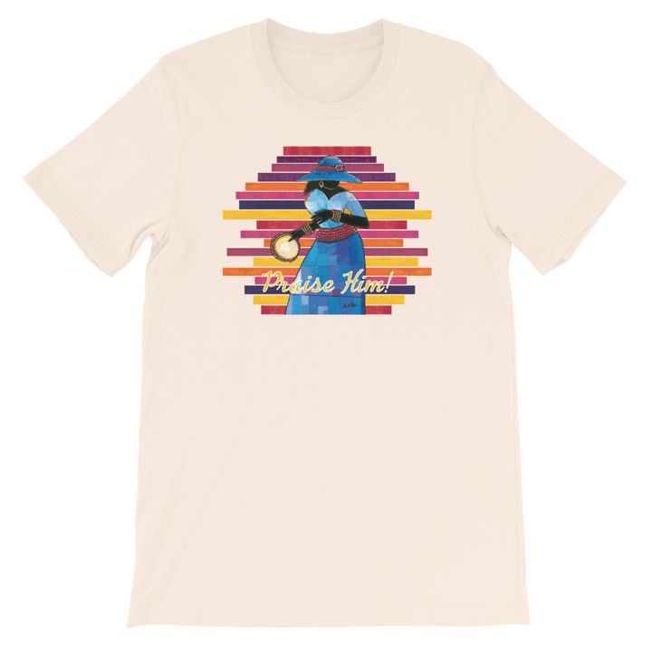 Praise Him by D.D. Ike: African American Religious Short Sleeve T-Shirt (Soft Cream)