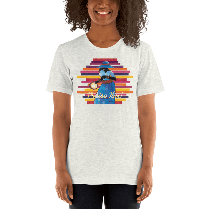 Praise Him by D.D. Ike: African American Religious Short Sleeve T-Shirt (Ash)