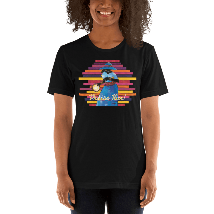 Praise Him by D.D. Ike: African American Religious Short Sleeve T-Shirt (Black)