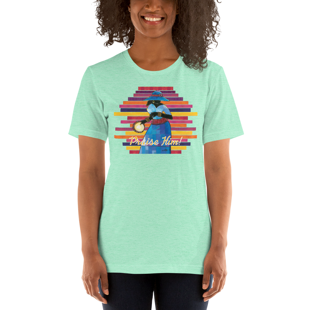 Praise Him by D.D. Ike: African American Religious Short Sleeve T-Shirt (Heather Mint)