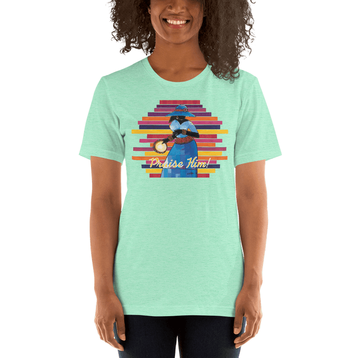Praise Him by D.D. Ike: African American Religious Short Sleeve T-Shirt (Heather Mint)