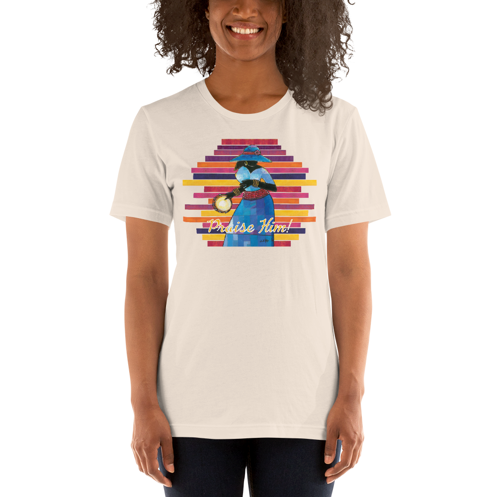 Praise Him by D.D. Ike: African American Religious Short Sleeve T-Shirt (Soft Cream)
