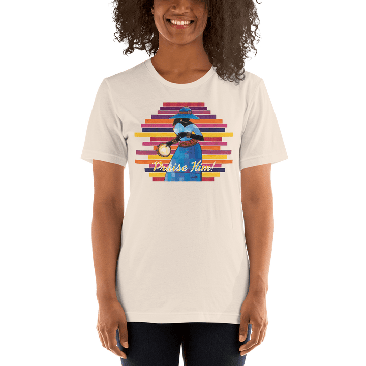 Praise Him by D.D. Ike: African American Religious Short Sleeve T-Shirt (Soft Cream)