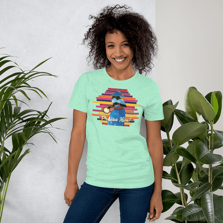 Praise Him by D.D. Ike: African American Religious Short Sleeve T-Shirt (Heather Mint)