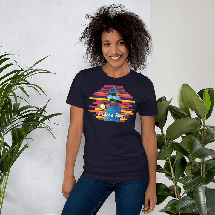 Praise Him by D.D. Ike: African American Religious Short Sleeve T-Shirt (Navy Blue