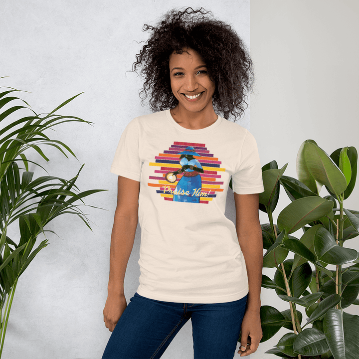 Praise Him by D.D. Ike: African American Religious Short Sleeve T-Shirt (Soft Cream)
