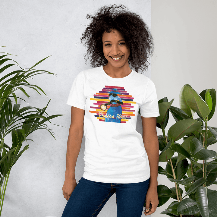 Praise Him by D.D. Ike: African American Religious Short Sleeve T-Shirt (White)