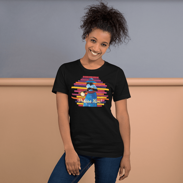 Praise Him by D.D. Ike: African American Religious Short Sleeve T-Shirt (Black)
