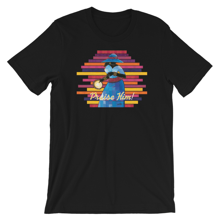 Praise Him by D.D. Ike: African American Religious Short Sleeve T-Shirt (Black)