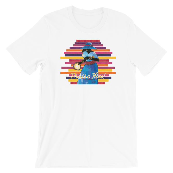 Praise Him by D.D. Ike: African American Religious Short Sleeve T-Shirt (White)