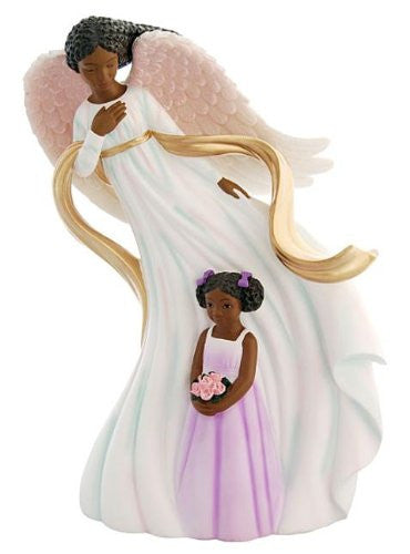 Tall African American Guardian Angel with Girl Figurine by Positive Image Gifts