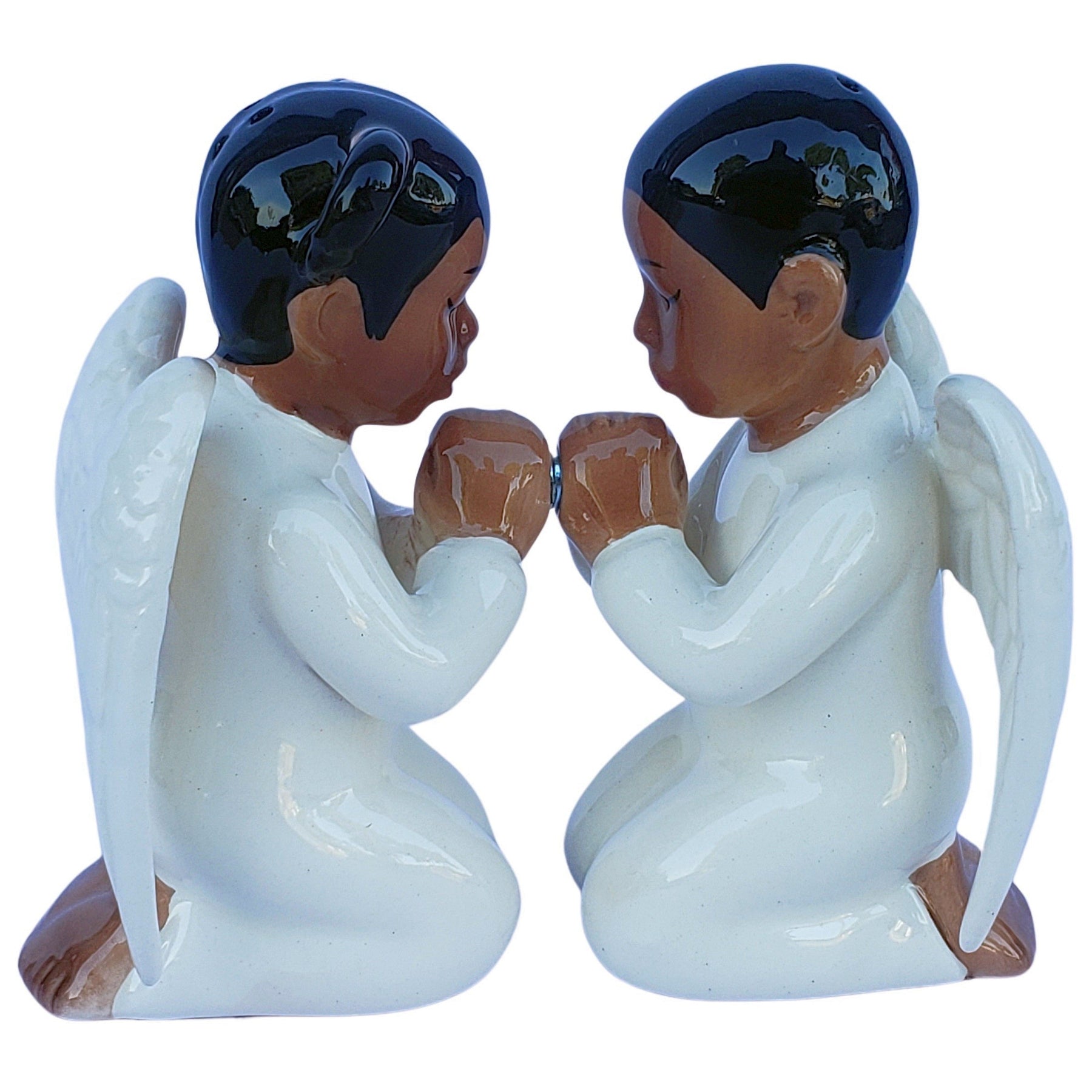 2 of 14: Praying Angels: African American Salt and Pepper Shaker Set