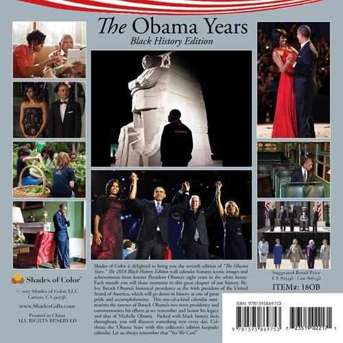 The Obama Years: Barack and Michelle (2018 Black History Calendar) - Back