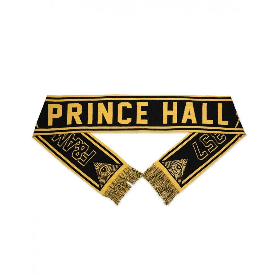 Prince Hall 357 Free and Accepted Mason Black and Gold Winter Scarf