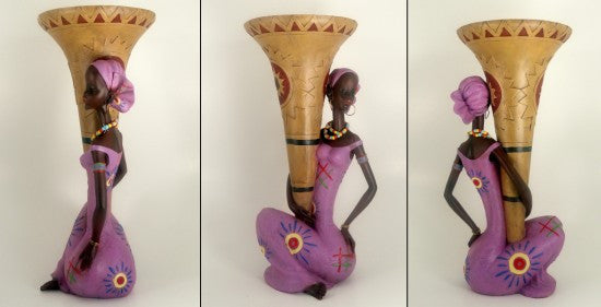 Vase with Woman (Purple)-Vase-T&G Imports-12 Inches-The Black Art Depot
