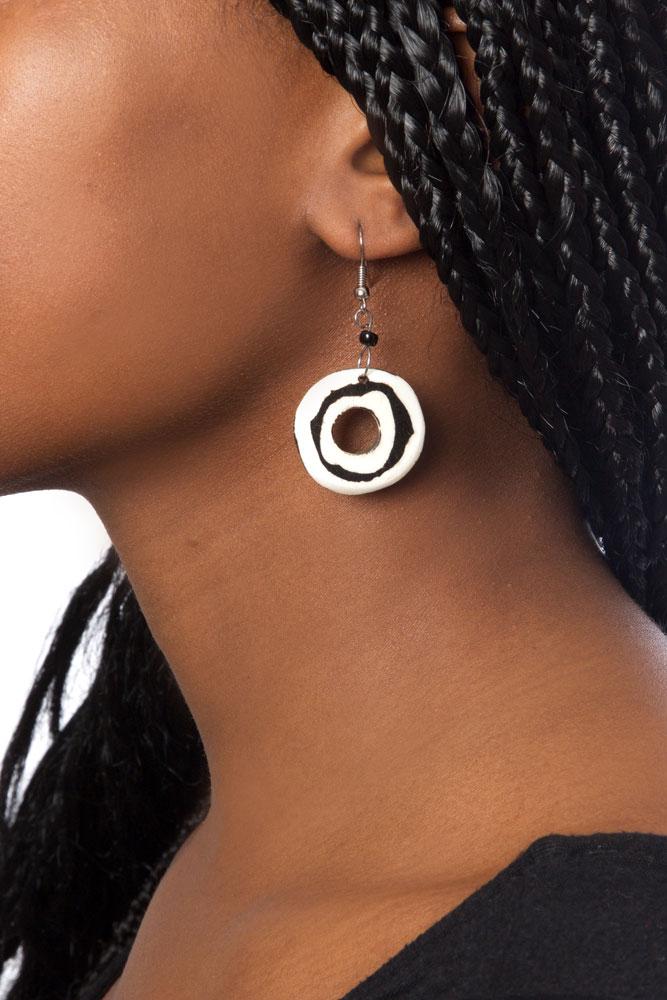 Authentic African Handcrafted Cow Bone Tunnel Earrings by Boutique Africa