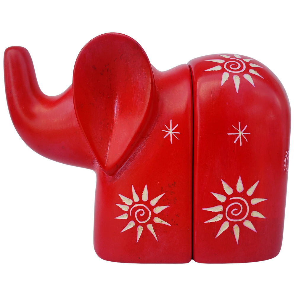 Elephant Bookends: Authentic African Soapstone Sculpture (Kenya)