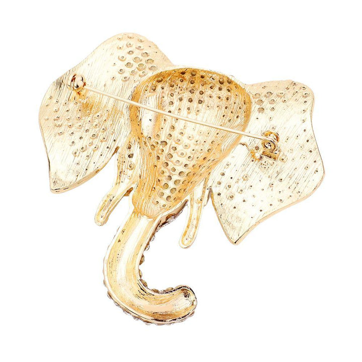Delta Sigma Theta Inspired Sparkling Crystal Elephant Brooch (Back)