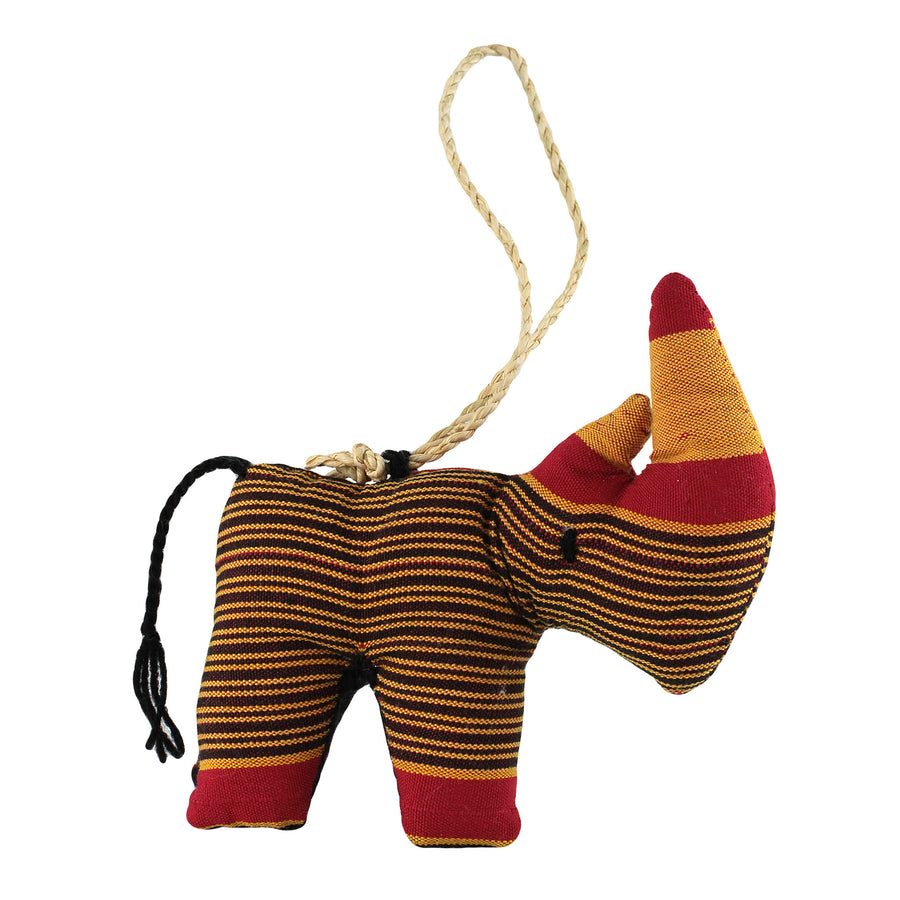 Hand Sewn Ugandan Rhino Stuffed Animal Christmas Ornament