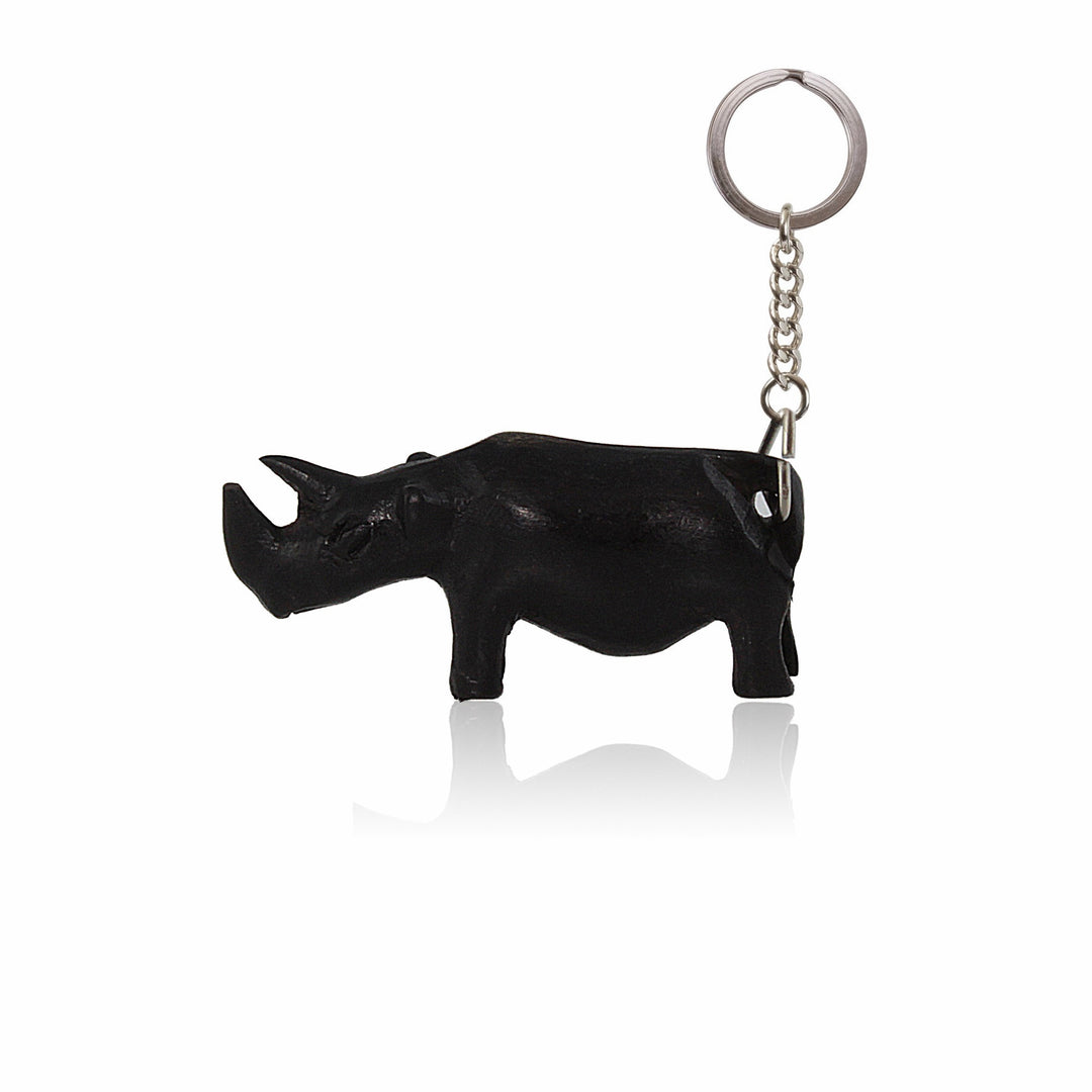 African Blackwood Rhinocerous Key Chain (Hand Made in Tanzania) by Stoneage Global Arts