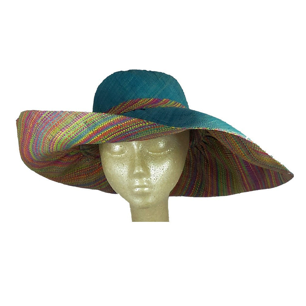 1 of 3: Rina: Hand Woven MultiColored Madagascar Raffia Hat (7 inch Brim)