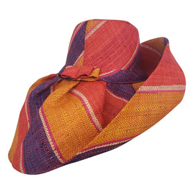 Romina: Hand Woven Multi-Color Madagascar Big Brim Raffia Sun Hat